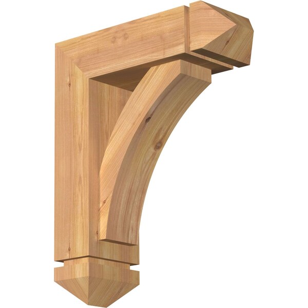 Ekena Millwork Thorton Arts and Crafts Smooth Bracket w/ Offset Brace, Western Red Cedar, 5 1/2"W x 16"D x 20"H BKT0604X16X20THR03SWR - main